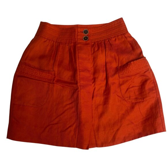 J.Crew Womens Orange Linen Blend Mini Skirt With Pockets Size 2 - Picture 3 of 7